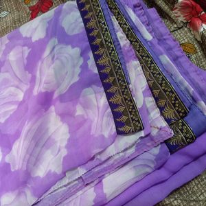 Saree With Stitch Blouse