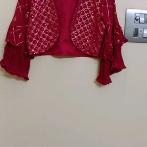 New Maroon Frock(Sleeves Available)