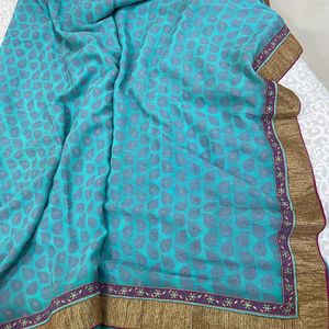 ESBeautiful Blue Combination Saree Witn Stitched B