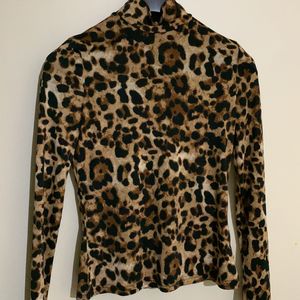 Urbanic High Neck Cheetah Print Top, New