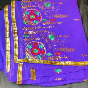 MAGENTA COLOR SAREE EMBROIDERY WORK