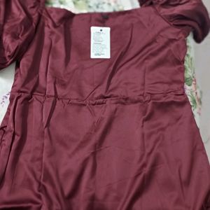 Burgundy Satin Mini Wrap Dress❣️✨💗 ( Size XL )