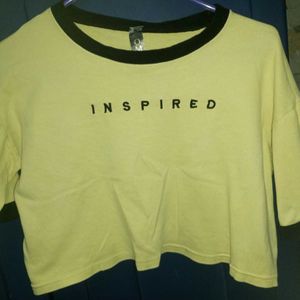 Vibrant Yellow ‘INSPIRED’ Boxy Crop Top