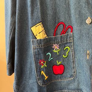 Patched Embroidered Denim Jacket