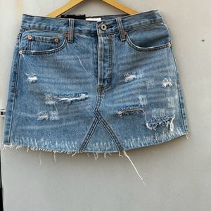 Ribbed Denim Skirt