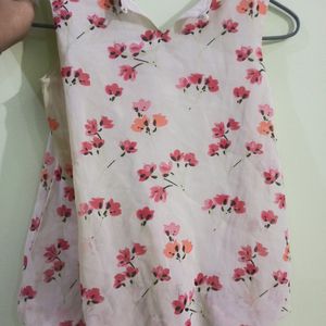 White Pink Flower Dress