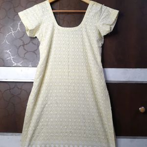 Cute Cream Yellow Chikan Kurta