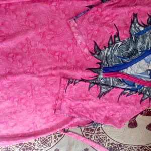 Beautiful Blue And Pink Designer Maxi Kurti