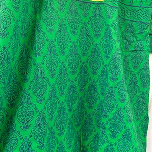 Bottle Green Kurti With Yellow Embroidery