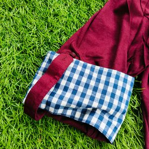 Here & Now Branded Maroon Shirt - Striped Collar