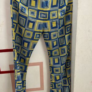 Blue Straight Fit Flared Pant