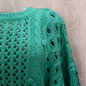 Sea Green Crop Top Wollen Sweater