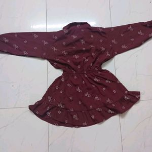 Maroon Clinched Waist Top