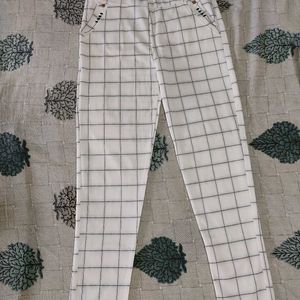 White Check Printed Jeggings