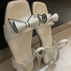 White Flat Bow Sandal