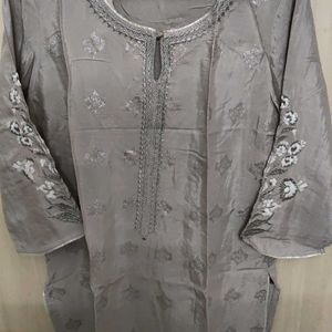 Embroidered Kurta, Embroidery On Sleeve With Pipin