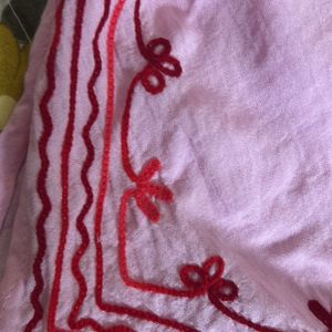 Cute Pink Embroidered Short Kurti