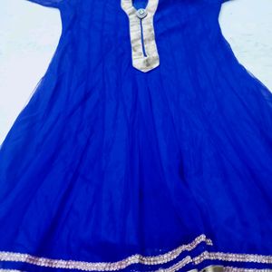 Navy Blue  Net Churidar With Churi Pant , Dupatta