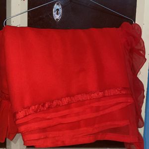 red ruffle saree very beautiful new condition