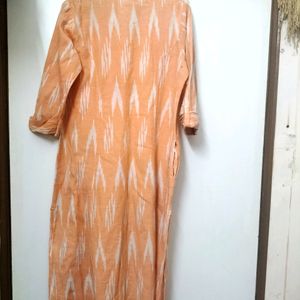 Srishti Peach Colour Ikat A-line Kurta