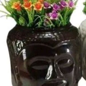 Bhudha Shape Planter In Black Clr