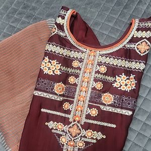 Chiffon Kurti ( Burgundy)