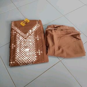 "BROWN" Full Worked Unstitched Suits