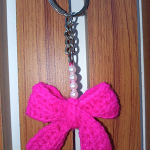 Hop Pink Pearl Bow Keychain🌷