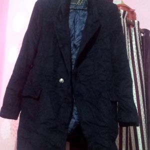 Navy Blue Velvet Blazer Coat