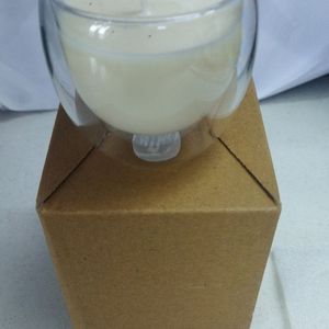 Handpour White Wax Candle In U Shaped Jar