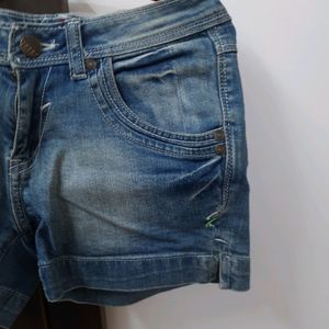 Mini Blue Denim Shorts Waist 26