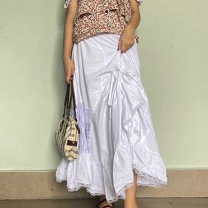 White Pinteresty Fairycore Maxi Skirt