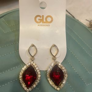 Maroon Crystal Stone Gold Plated Dangler Earring