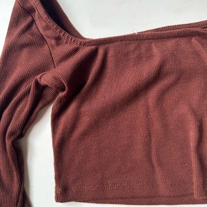 Square Neck Brown Crop Top