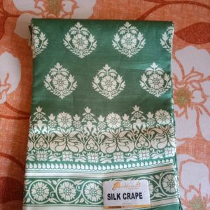 Green Silk Crepe Saree