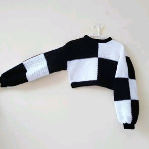 Patchwork Trendy B&W Pullover Sale Price