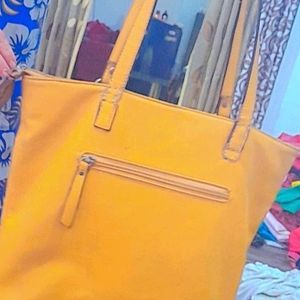 Lavie Original Leather Yellow Handbag