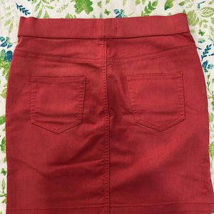 Marks And Spencer Red Fitted Formal Skirt