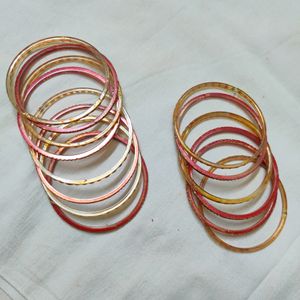 Red Golden Glass Bangles