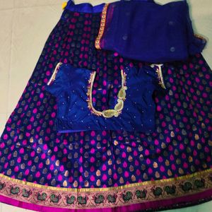 India  Traditional Half Saree With Maggam Blouse