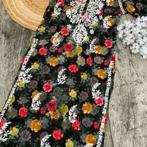 Lucknowi chikankari Floral Print Handwork Kurti