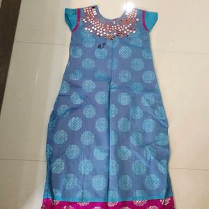 Blue Mirror Work Kurti