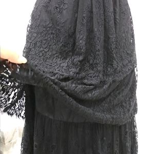 Jet Black Lace Layered Skirt