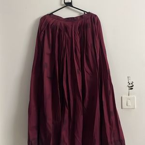 Maroon Color Pleated Skirt