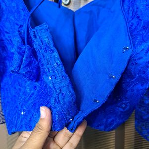 Electric Blue Blouse With Flutter Sleeves