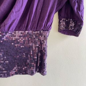 Purple Dolman Sleeves Sequin Top