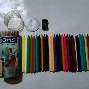 DOMS 27 Plastic Crayons & Free Sharpener With Box