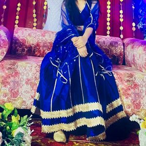 Gorgeous Royal Blue Lehenga With Pretty Net Dupatt