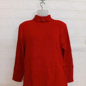 Hot Red Wool Designer Tops