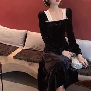 Korean Autumn Velvet Dress